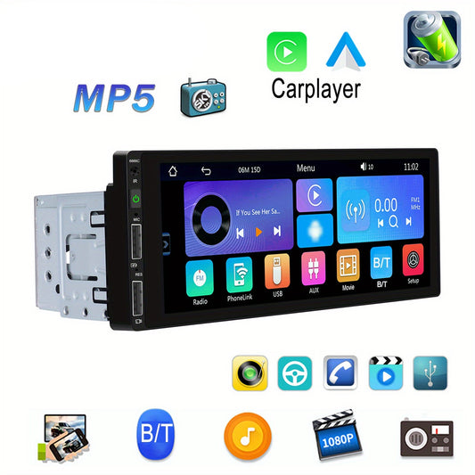 Autoradio – MP5 Speler – Car Multimedia – Auto Radio – 1DIN Speler – 6,86 Inch HD Touchscreen – Draadloze Carplay & Bluetooth