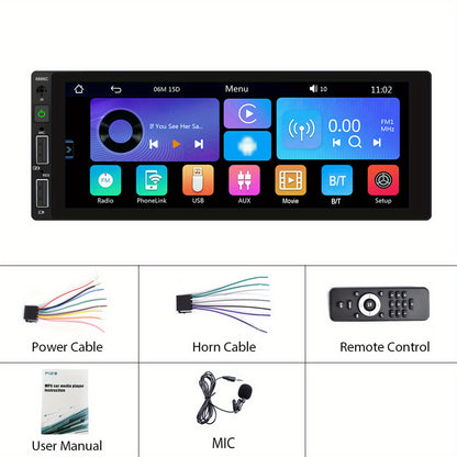 Autoradio – MP5 Speler – Car Multimedia – Auto Radio – 1DIN Speler – 6,86 Inch HD Touchscreen – Draadloze Carplay & Bluetooth