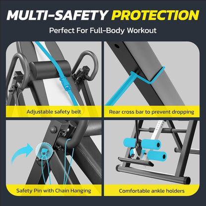 Foldable Gravity Inversion Table Home Fitness Indoor Back Spine Exercise Relief