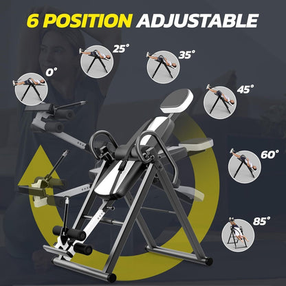Inversietafel – Omkeerstoel – Rugontspanner – Spinal Decompressie – Fitnessapparaat – Opvouwbaar – Verstelbaar – Stevig Stalen Frame – Max 136 kg – Rood