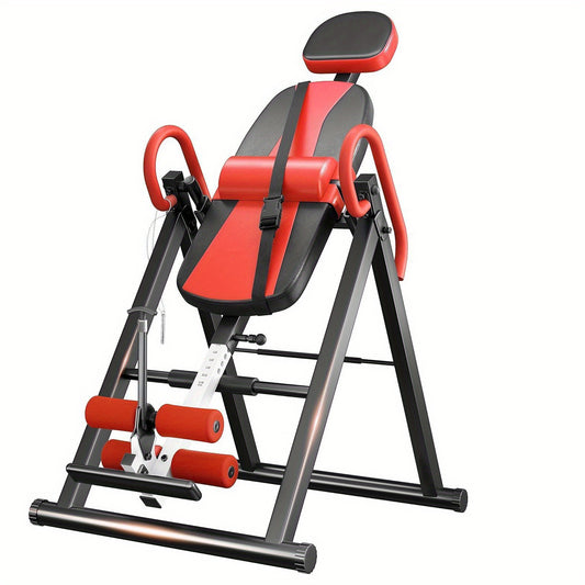 Inversietafel – Omkeerstoel – Rugontspanner – Spinal Decompressie – Fitnessapparaat – Opvouwbaar – Verstelbaar – Stevig Stalen Frame – Max 136 kg – Rood