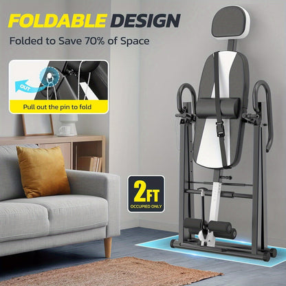 Inversietafel – Omkeerstoel – Rugontspanner – Spinal Decompressie – Fitnessapparaat – Opvouwbaar – Verstelbaar – Stevig Stalen Frame – Max 136 kg – Rood