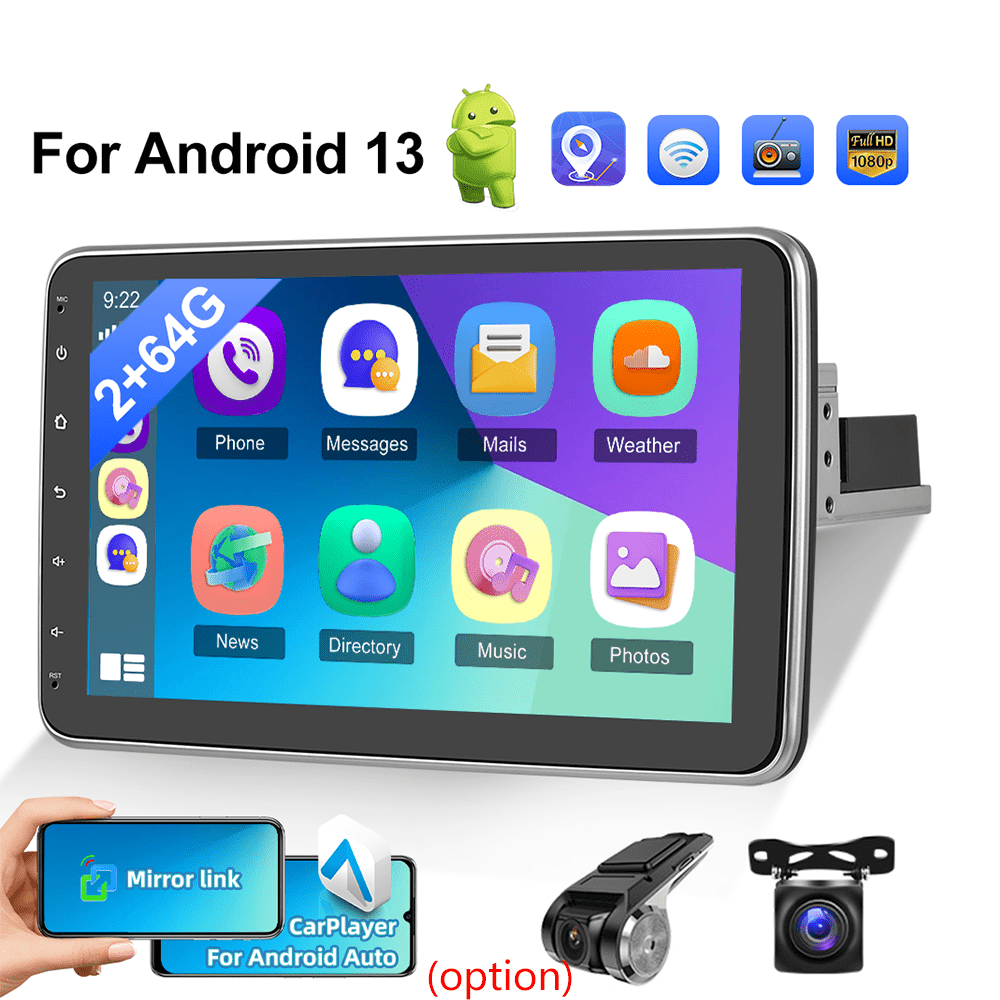 Multifunctionele Android Single Din Autoradio – Auto Stereo – Car Radio – Multimedia Speler – GPS Navigatie – Met DVR Camera en Draaibaar 10,1 Inch HD Touchscreen