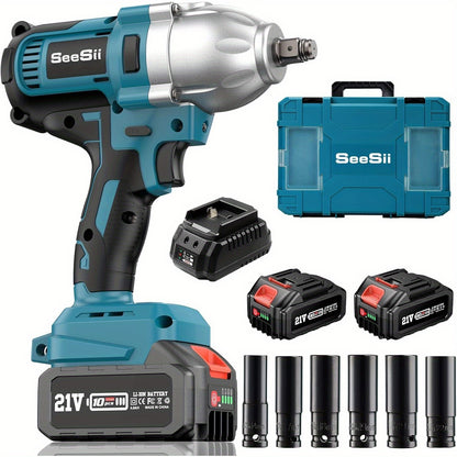 Accu Slagschroevendraaier – Slagmoersleutel – Accu Momentsleutel – Dopsleutel – Elektroschroevendraaier – 700 Nm Koppel – 2x 4000 mAh Batterijen – 3 Snelheidsstanden – LED Verlichting
