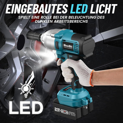 Accu Slagschroevendraaier – Slagmoersleutel – Accu Momentsleutel – Dopsleutel – Elektroschroevendraaier – 700 Nm Koppel – 2x 4000 mAh Batterijen – 3 Snelheidsstanden – LED Verlichting