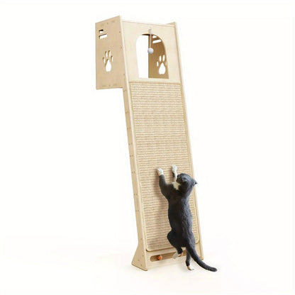 Krabpaal – Kattenboom – Krabmeubel – Kattenhuis – Kattenmand – Houten Constructie – Nestholletje Met Sisal Kraboppervlak – 107x45x42 cm