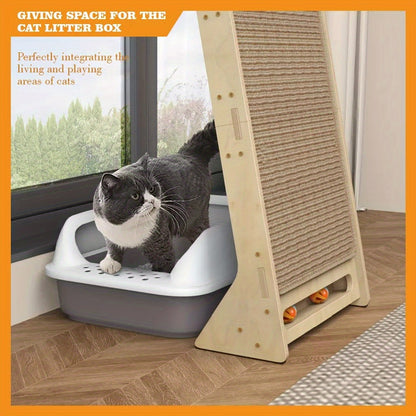 Krabpaal – Kattenboom – Krabmeubel – Kattenhuis – Kattenmand – Houten Constructie – Nestholletje Met Sisal Kraboppervlak – 107x45x42 cm