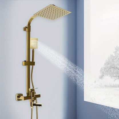 Gouden Douchekraanset – Douchepaneel – Regendouche – Handdouche – Douchepaal – Messing Materiaal – Verstelbare Hoogte 85-124 cm