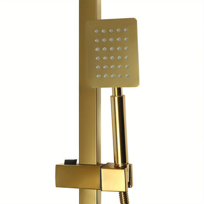 Gouden Douchekraanset – Douchepaneel – Regendouche – Handdouche – Douchepaal – Messing Materiaal – Verstelbare Hoogte 85-124 cm