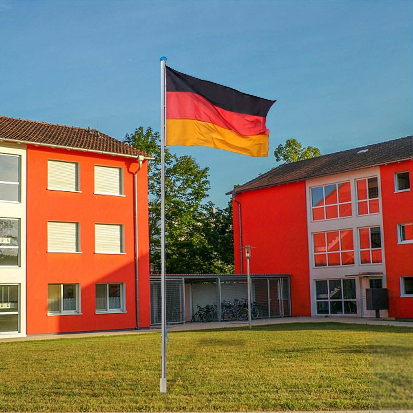 Aluminium Vlaggenstok – Vlaggenmast – Vlaggenpaal – Tuinvlaggenstok – Uitschuifbare Vlaggenstok – Met Duitse Vlag – Verstelbare Hoogte Tot 6,5 Meter – Weerbestendig Materiaal