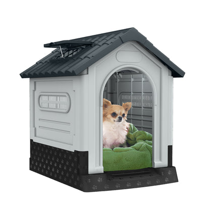 Hondenhuis – Hondenkennel – Hondenhok – Huisdierhuisje – Dierverblijf – Verkrijgbaar in S M L – Weerbestendig Kunststof Dak – Geschikt Voor Binnen en Buiten