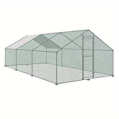 Kippenhok – Kippenren – Buitenren – Buitenhok – Dierenren – 3x6x2m – Gegalvaniseerd Stalen Frame – Waterbestendig PE Dak