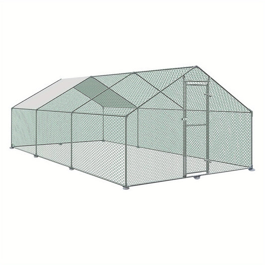 Kippenhok – Kippenren – Buitenren – Buitenhok – Dierenren – 3x6x2m – Gegalvaniseerd Stalen Frame – Waterbestendig PE Dak