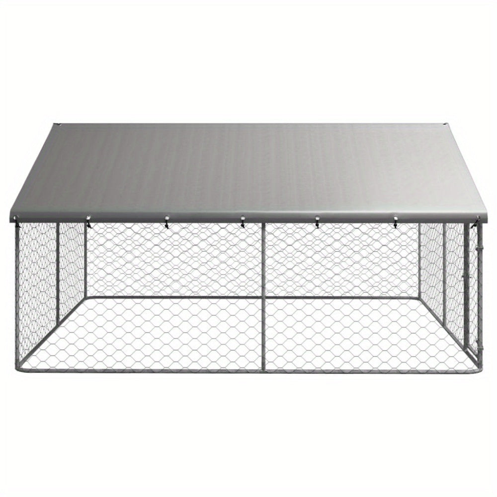 Buitenkennel Hond – Hondenren Met Dak – Hondenhok Tuin – Hondenverblijf Buiten – Metalen Hondenkooi – Weerbestendig Met Overkapping – 300x300x150 cm – Gecoat Staal