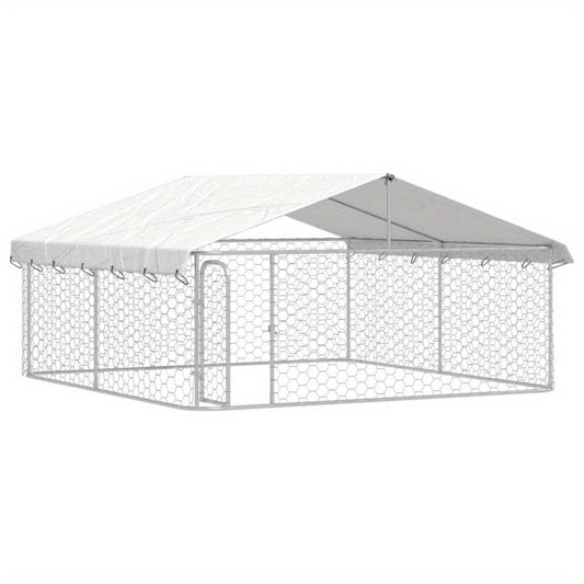 Hondenhok – Hondenren – Buitenkennel – Dierenren – Kippenren – Met Dak – 300x300x150 cm – Weerbestendig Metalen Frame