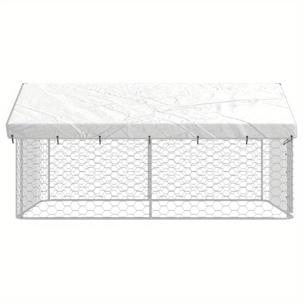 Buitenkennel Hond – Hondenren Met Dak – Hondenhok Tuin – Hondenverblijf Buiten – Metalen Hondenkooi – Weerbestendig Met Overkapping – 300x300x150 cm – Gecoat Staal