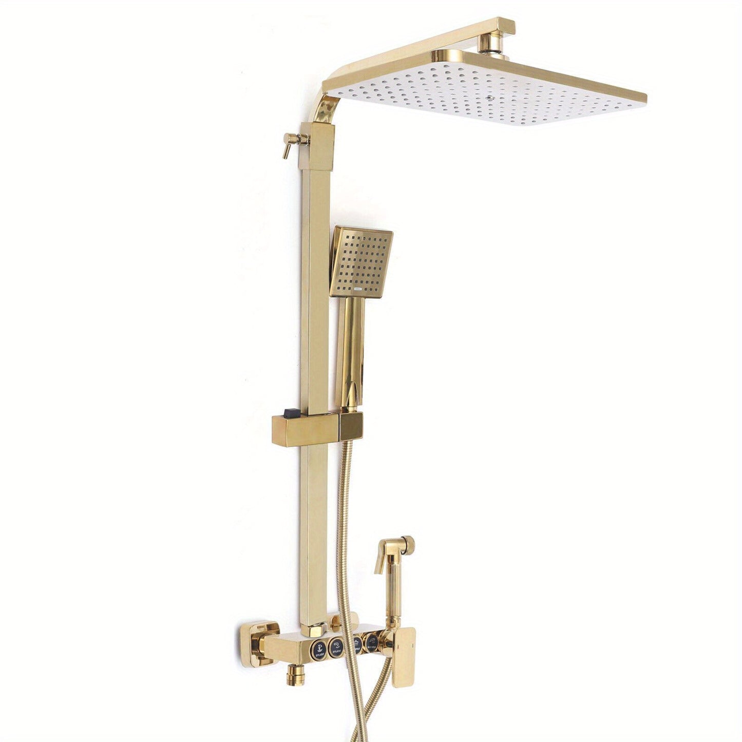 Regendouchesysteem – Douche Set – Handdouche – Douchekop – Badkamerkraan – Gouden Afwerking – Messing Materiaal – 22,9x22,9 cm Regendouche