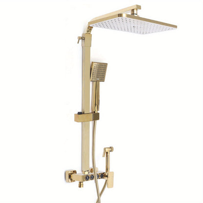 Regendouchesysteem – Douche Set – Handdouche – Douchekop – Badkamerkraan – Gouden Afwerking – Messing Materiaal – 22,9x22,9 cm Regendouche