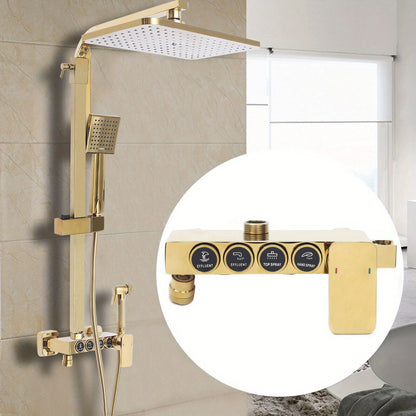 Regendouchesysteem – Douche Set – Handdouche – Douchekop – Badkamerkraan – Gouden Afwerking – Messing Materiaal – 22,9x22,9 cm Regendouche