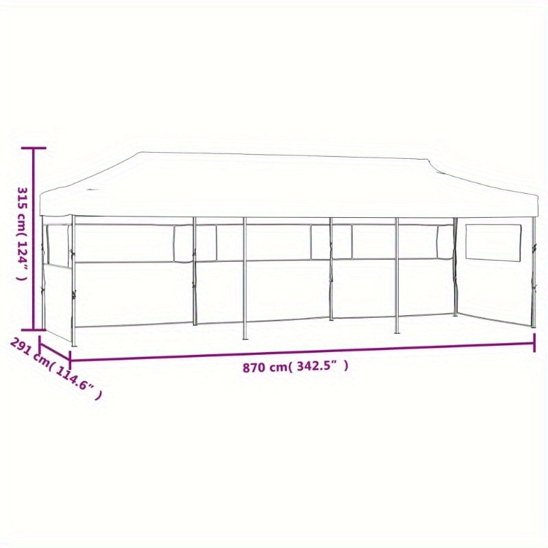 Pop-up Partytent – Opvouwbare Tent – Evenemententent – Partyschuurtent – Outdoor Tent – Blauw – 3 x 9 Meter – 5 Zijwanden Voor Volledige Bescherming