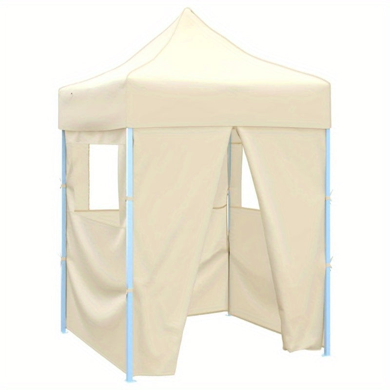 Professional Heavy-Duty Steel Frame Foldable Party Tent with 4 Sidewalls & Roof - 2x2m Cream White & Beige Canopy with Zippered Doors & for Weddings, Birthdays, Corporate Events - Portable Event Tent for Gardens, Beaches, Law