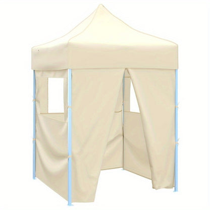 Professional Heavy-Duty Steel Frame Foldable Party Tent with 4 Sidewalls & Roof - 2x2m Cream White & Beige Canopy with Zippered Doors & for Weddings, Birthdays, Corporate Events - Portable Event Tent for Gardens, Beaches, Law