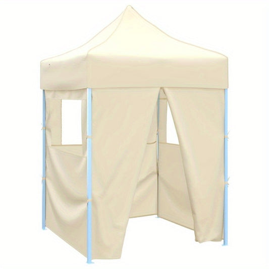 Professional Heavy-Duty Steel Frame Foldable Party Tent with 4 Sidewalls & Roof - 2x2m Cream White & Beige Canopy with Zippered Doors & for Weddings, Birthdays, Corporate Events - Portable Event Tent for Gardens, Beaches, Law