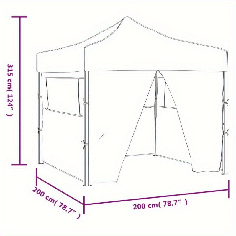 Professional Heavy-Duty Steel Frame Foldable Party Tent with 4 Sidewalls & Roof - 2x2m Cream White & Beige Canopy with Zippered Doors & for Weddings, Birthdays, Corporate Events - Portable Event Tent for Gardens, Beaches, Law