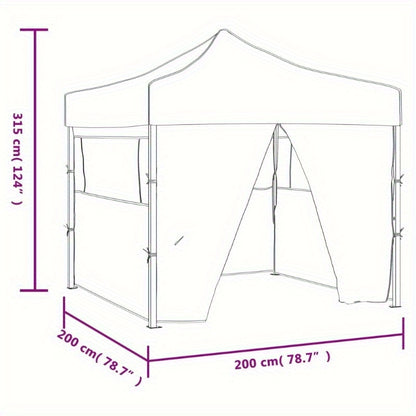 Professional Heavy-Duty Steel Frame Foldable Party Tent with 4 Sidewalls & Roof - 2x2m Cream White & Beige Canopy with Zippered Doors & for Weddings, Birthdays, Corporate Events - Portable Event Tent for Gardens, Beaches, Law