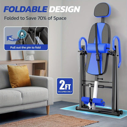 136.08KG Adjustable Gravity Inversion Table Back Neck Pain Therapy Home Gym