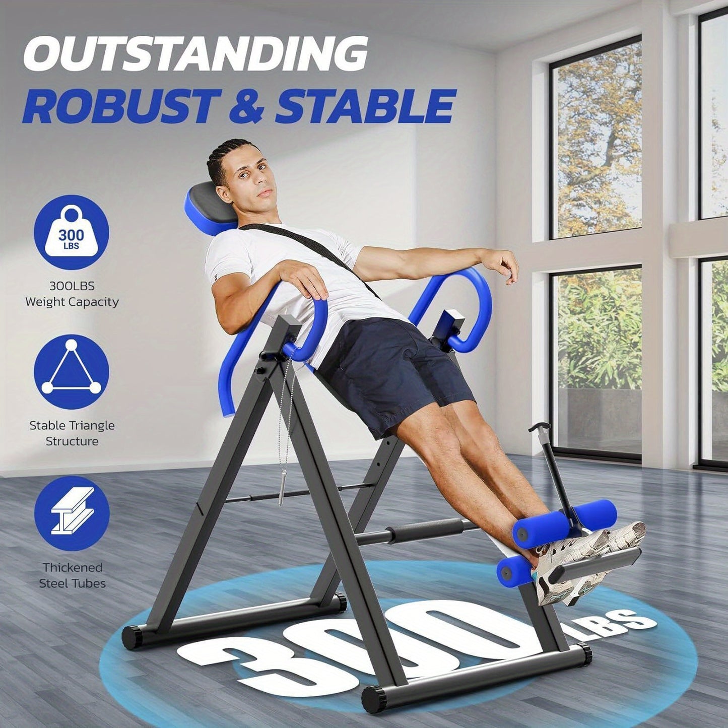 Inversietafel – Omkeringstafel – Zwaartekrachttrainer – Rugtrainer – Fitnessapparaat – Verstelbaar tot 195 cm – Max. 136 kg draagvermogen
