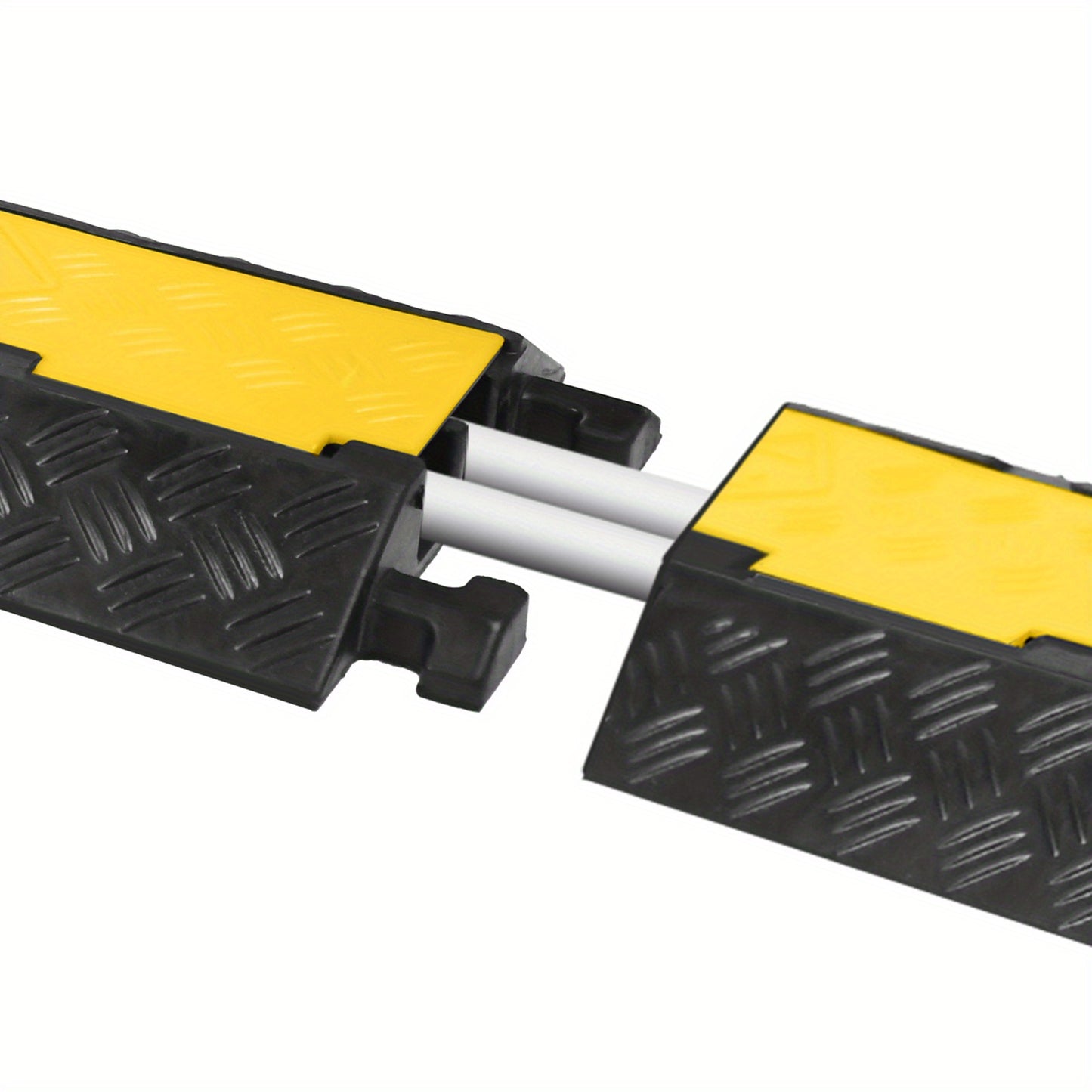 Kabelbrug – Kabelgoot – Kabelbescherming – Kabelgoot Ramp – Kabeloversteek – Rubber – 2 Kanaals – Zwart Geel