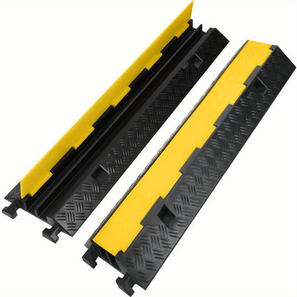 Kabelbrug – Kabelgoot – Kabelbescherming – Kabelgoot Ramp – Kabeloversteek – Rubber – 2 Kanaals – Zwart Geel