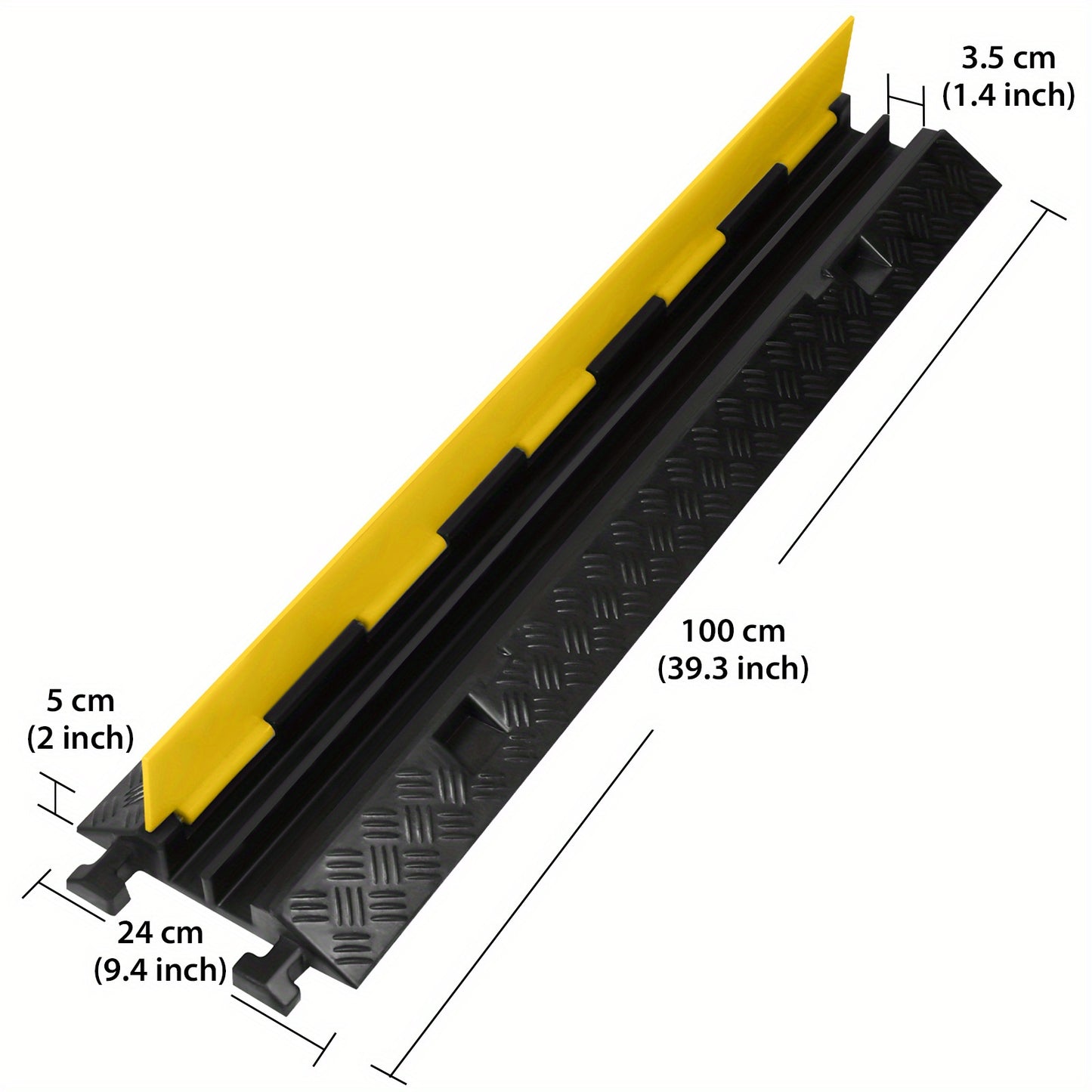 Kabelbrug – Kabelgoot – Kabelbescherming – Kabelgoot Ramp – Kabeloversteek – Rubber – 2 Kanaals – Zwart Geel