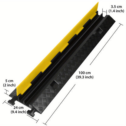 Kabelbrug – Kabelgoot – Kabelbescherming – Kabelgoot Ramp – Kabeloversteek – Rubber – 2 Kanaals – Zwart Geel