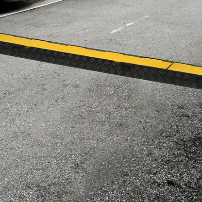 Kabelbrug – Kabelgoot – Kabelbescherming – Kabelgoot Ramp – Kabeloversteek – Rubber – 2 Kanaals – Zwart Geel