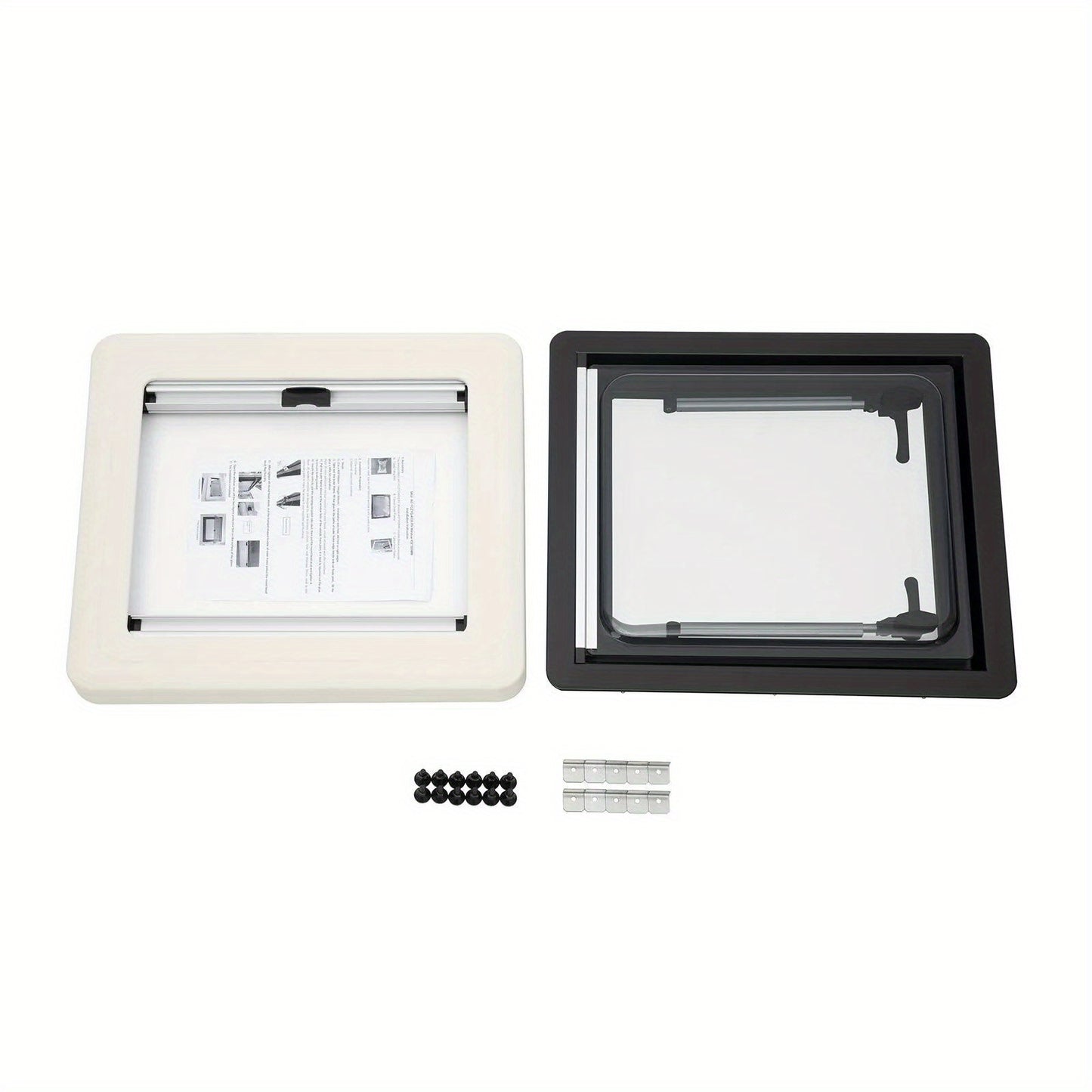 Caravanraam – Camperraam – Camperraam Schuifraam – RV Raam – Motorhome Raam – Aluminium Frame – Dubbelwandig Isolatieglas – 450x500mm – Snel Klemsysteem – Ingebouwde Zonwering & Hor – 70° Draaikiep Openbaar