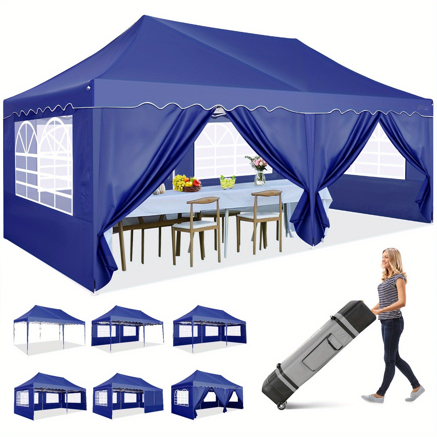 Partytent – Paviljoen – Easy Up Tent – Feesttent – Opvouwbare Tent – 3x6 Meter – Waterdicht – Verwijderbare Zijwanden