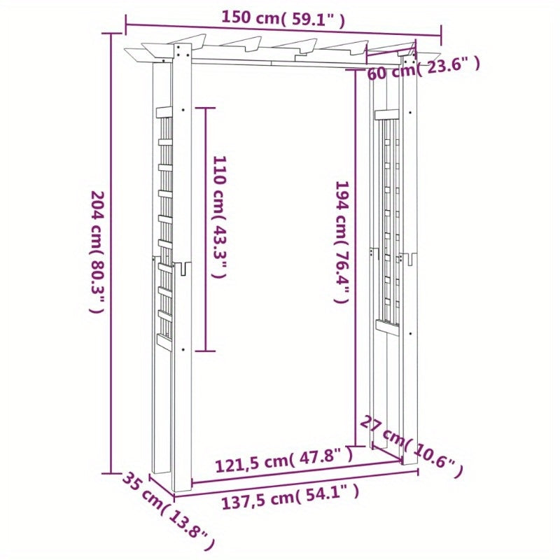 Rozenboog – Tuinboog – Klimbogen – Bloemboog – Archedoorgang – Hout Geïmpregneerd – Duurzaam Weerbestendig – 150x60x204 cm Stevig