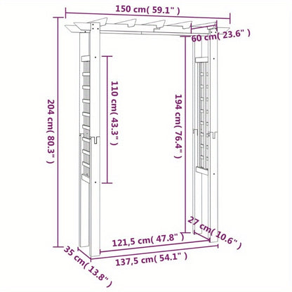 Rozenboog – Tuinboog – Klimbogen – Bloemboog – Archedoorgang – Hout Geïmpregneerd – Duurzaam Weerbestendig – 150x60x204 cm Stevig