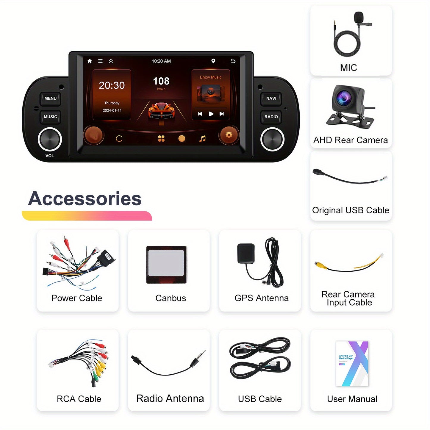 Android 13 Autoradio – Double Din Radio – Multimedia Speler – Touchscreen Navigatie – AHD Camera Variant – 10,1 Inch IPS Scherm – Draadloze Carplay & GPS