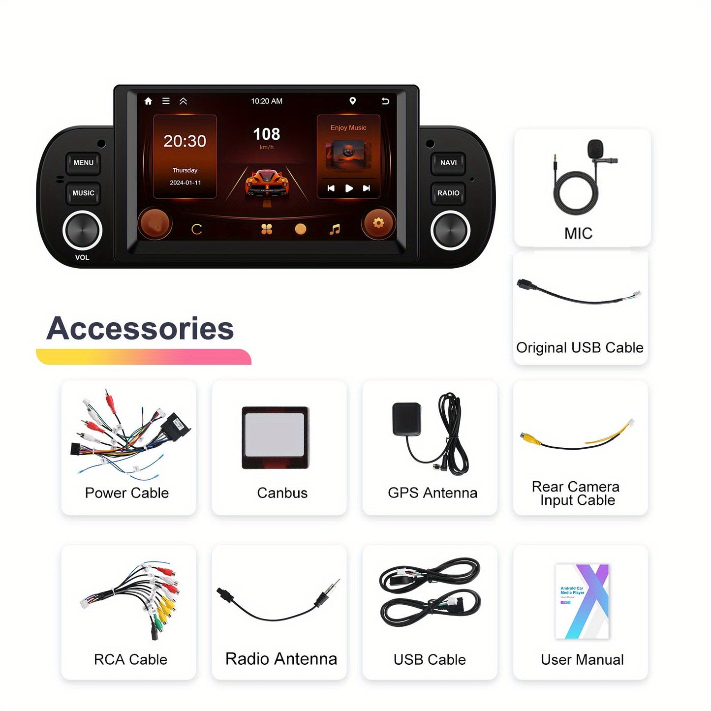 Autoradio – Double Din Autoradio – Multimedia Speler – Android Car Stereo – Touchscreen Radio – Android 13 – 10,1 Inch IPS Scherm – Draadloze CarPlay & GPS