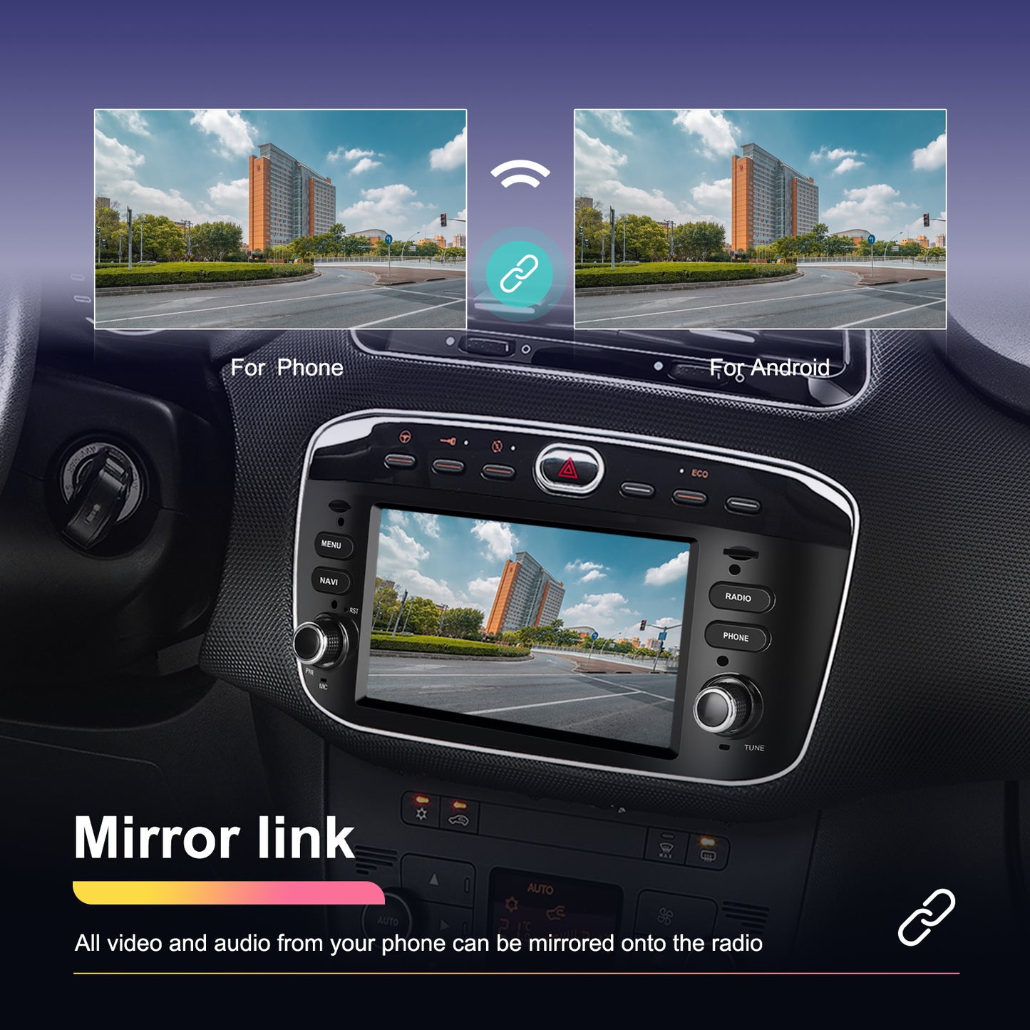Android 13 Autoradio – Double Din Radio – Multimedia Speler – Touchscreen Navigatie – Draadloze Carplay – 6,2 Inch Scherm – AHD Camera & DVR & Microfoon
