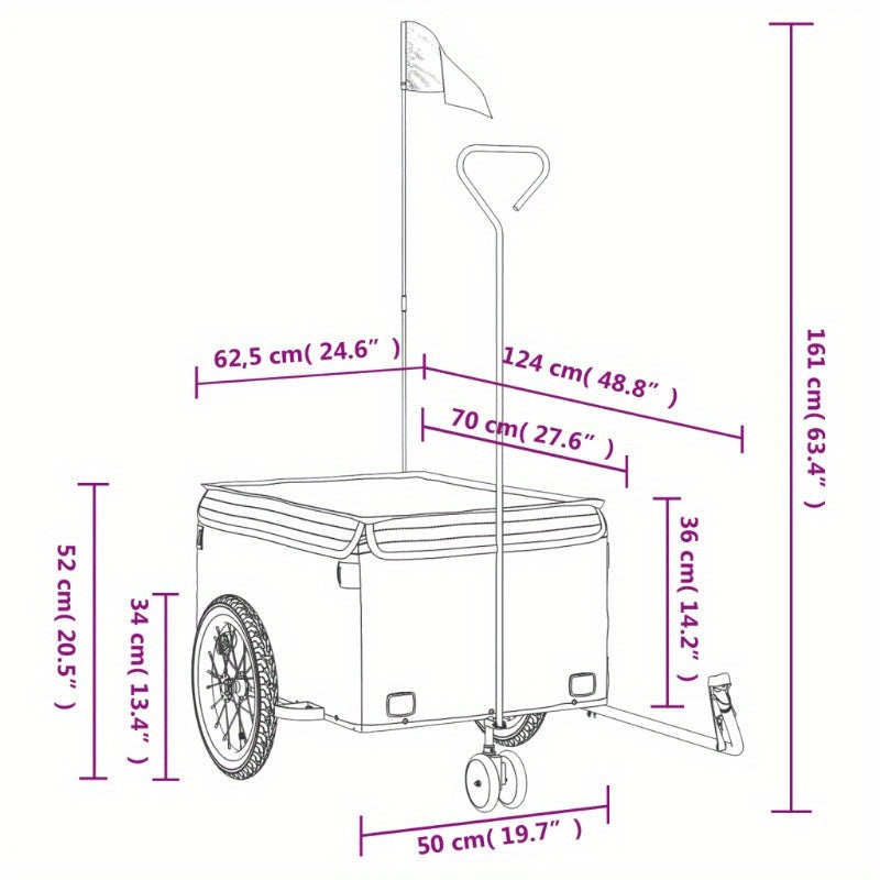 Fietskar – Fietsaanhanger – Bagagekar – Lastenkar – Trekker – Robuust Metalen Frame – Max 45 kg Draagkracht