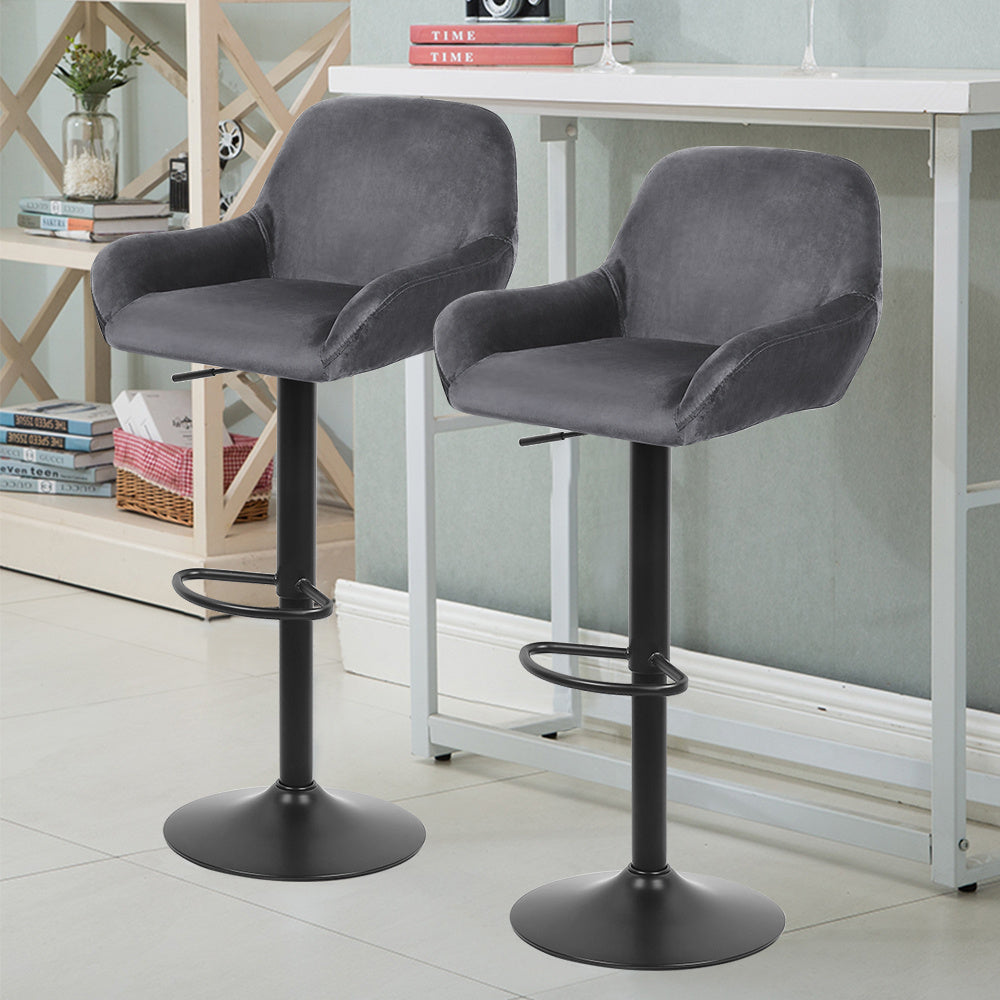 Moderne Minimalistische Stoelen – Eetkamerstoelen – Armleuningen Stoelen – Relaxstoelen – Stoelen Met Rugleuning – Sets Van 2 – Carbonstaal Frame – Zachte Velvet Bekleding Grijs