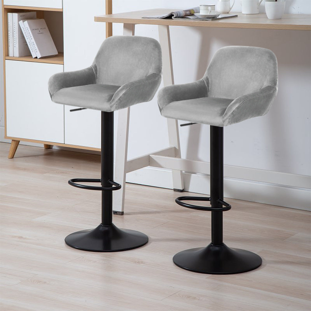 Moderne Minimalistische Stoelen – Eetkamerstoelen – Armleuningen Stoelen – Relaxstoelen – Stoelen Met Rugleuning – Sets Van 2 – Carbonstaal Frame – Zachte Velvet Bekleding Grijs