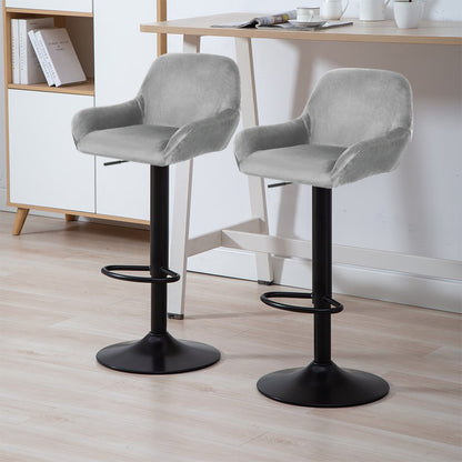 Moderne Minimalistische Stoelen – Eetkamerstoelen – Armleuningen Stoelen – Relaxstoelen – Stoelen Met Rugleuning – Sets Van 2 – Carbonstaal Frame – Zachte Velvet Bekleding Grijs