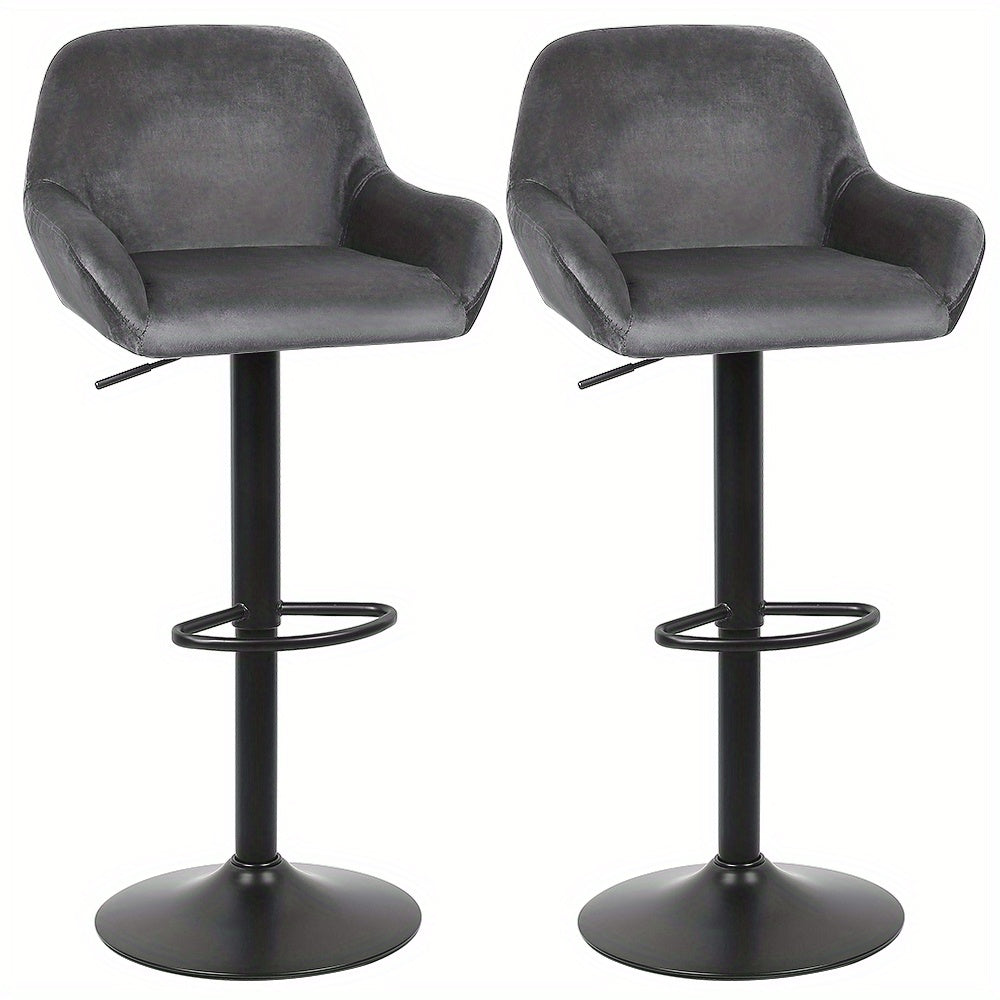 Moderne Minimalistische Stoelen – Eetkamerstoelen – Armleuningen Stoelen – Relaxstoelen – Stoelen Met Rugleuning – Sets Van 2 – Carbonstaal Frame – Zachte Velvet Bekleding Grijs