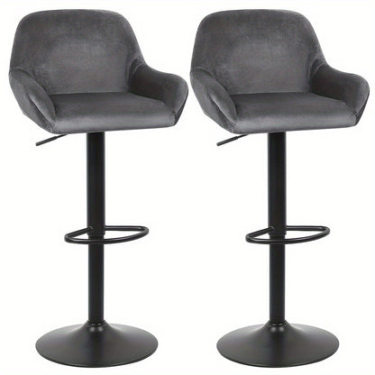 Moderne Minimalistische Stoelen – Eetkamerstoelen – Armleuningen Stoelen – Relaxstoelen – Stoelen Met Rugleuning – Sets Van 2 – Carbonstaal Frame – Zachte Velvet Bekleding Grijs
