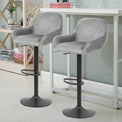 Moderne Minimalistische Stoelen – Eetkamerstoelen – Armleuningen Stoelen – Relaxstoelen – Stoelen Met Rugleuning – Sets Van 2 – Carbonstaal Frame – Zachte Velvet Bekleding Grijs